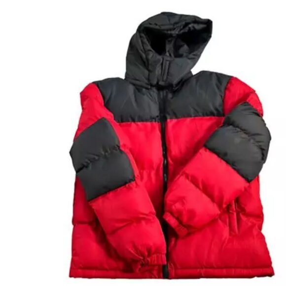 Brave Soul London Other - Brave Soul London Mens Puffer Coat Jacket Red Black Waist Length Hooded Sz L